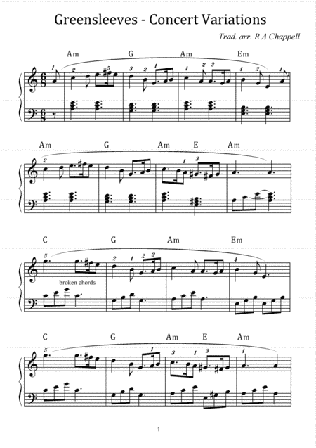 Greensleeves Variations (arr. R A Chappell)