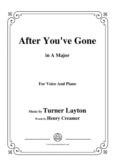 Turner Layton-After You've Gone,in A Major,for Voice and Piano (arr. MSM)