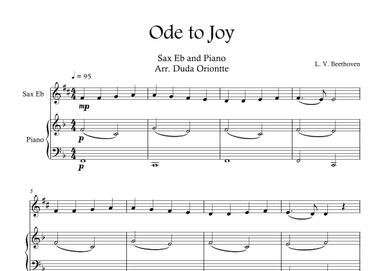 Ode the Joy ( Sax Baritono - Piano -  Beethoven Symphony No. 9 ) BEGINNER (arr. Duda Oriontte)