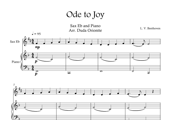 Ode the Joy ( Sax Baritono - Piano -  Beethoven Symphony No. 9 ) BEGINNER (arr. Duda Oriontte)