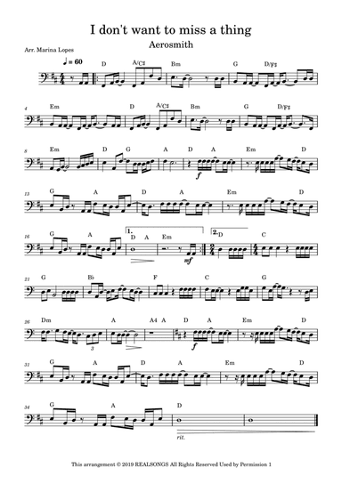 I Don't Want To Miss A Thing (arr. Marina Lopes)