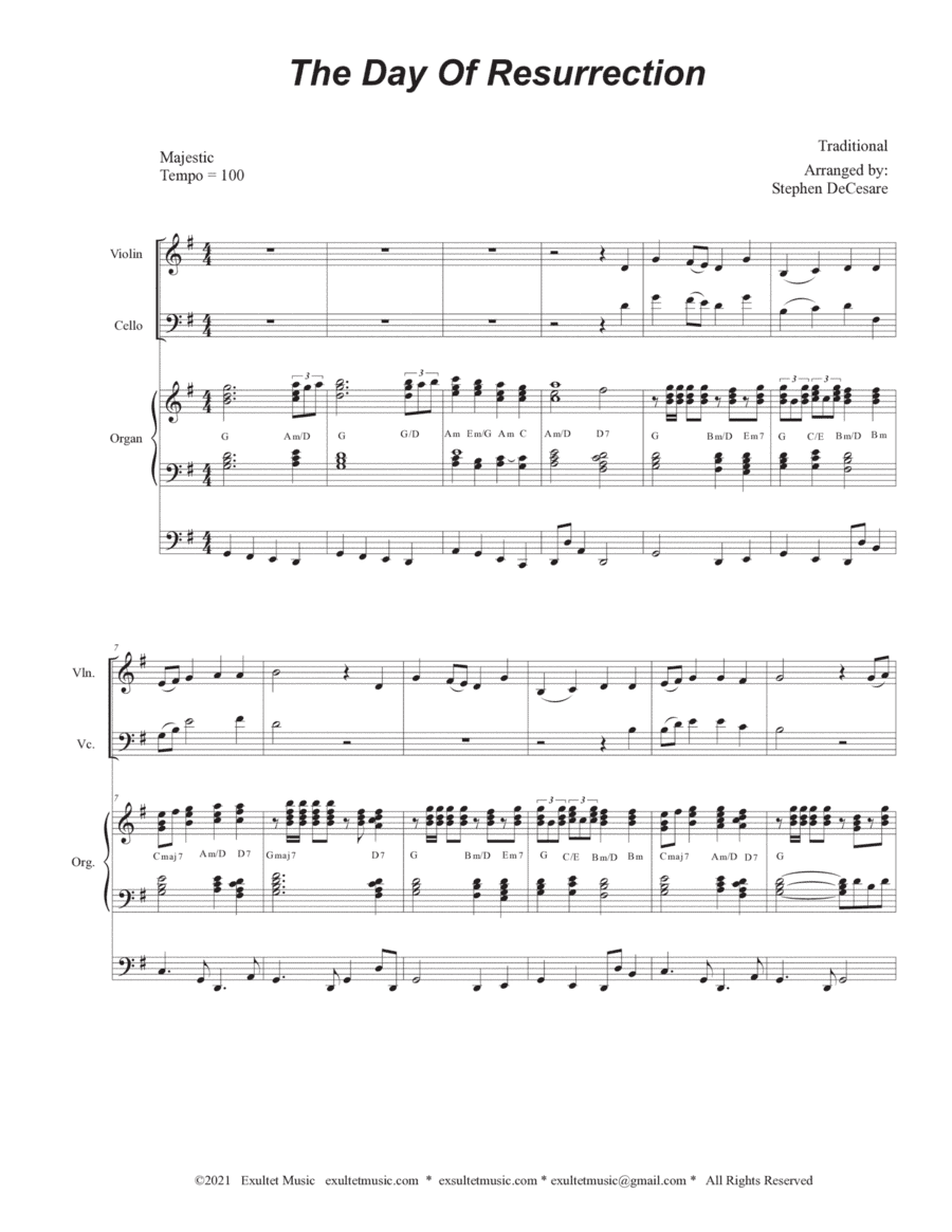The Day Of Resurrection (Duet for Violin and Cello - Organ Accompaniment) (arr. Stephen DeCesare)