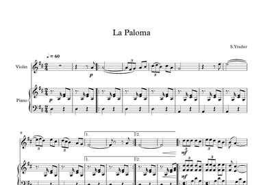 La Paloma - Sebastian Yradier (Violin + Piano) (arr. Digital Book Music)