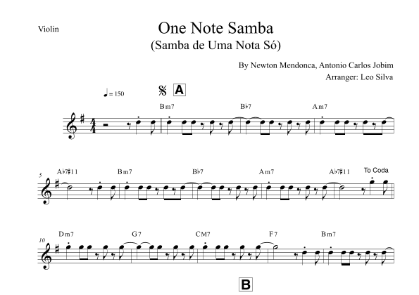One Note Samba (samba De Uma Nota So) (arr. Leo Silva)