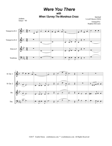 Were You There (with "When I Survey The Wondrous Cross") (Brass Quartet and Piano) (arr. Stephen DeCesare)