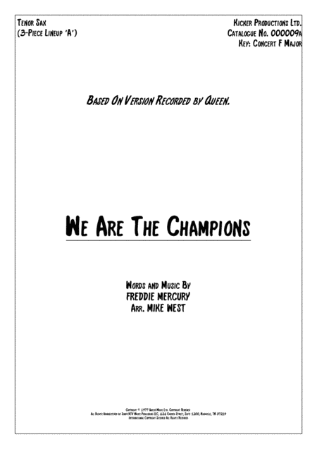 We Are The Champions (arr. Mike West)