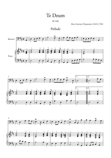 Te Deum Prelude (for Bassoon and Piano) (arr. Ahiva Editions)