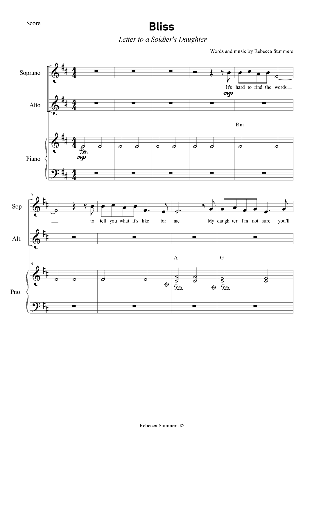 Bliss - For ANZAC Day (2-part)