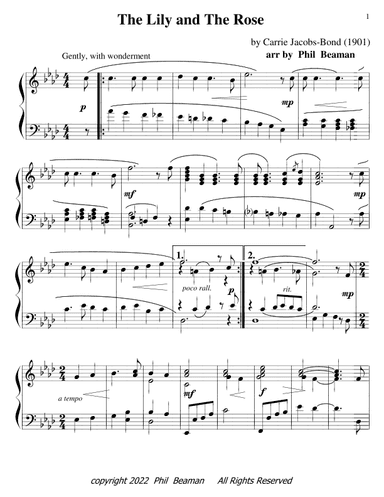 The Lily and The Rose - piano solo (arr. Phil Beaman)