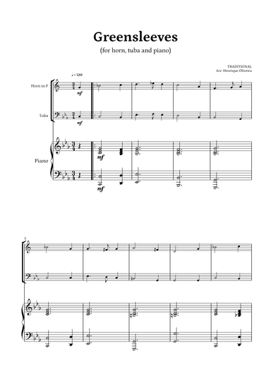 What Child Is This? (Greensleeves) - for Horn, Tuba and Piano (arr. Henrique Oliveira)
