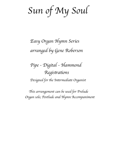 Sun of My Soul Easy Organ Hymn Series (arr. Gene Roberson)