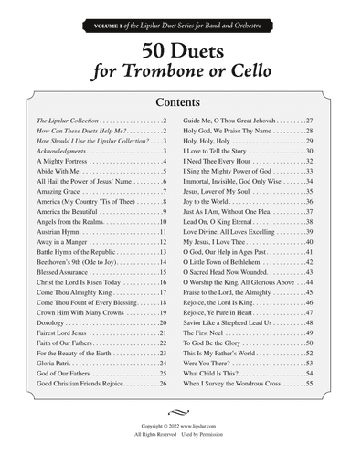 50 Duets for Trombone or Cello (arr. Joseph Schoonmaker - www.lipslur.com)