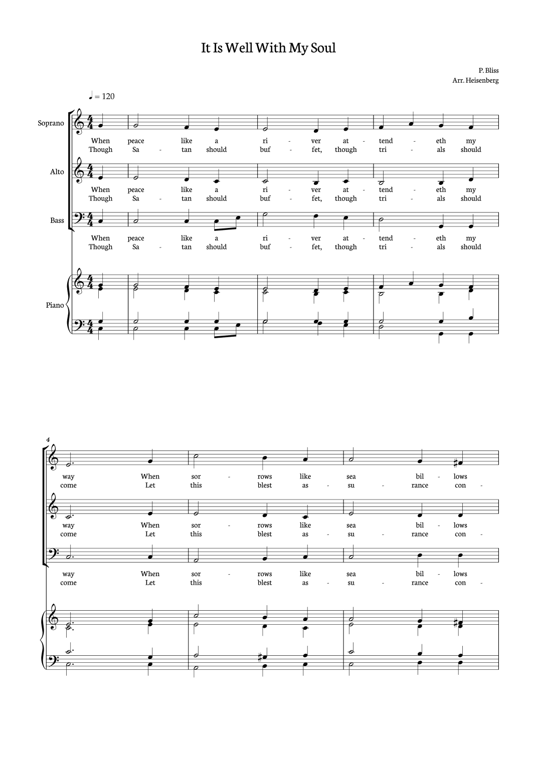 It Is Well With My Soul - SAB (arr. Heisenberg)