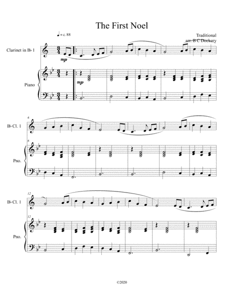 The First Noel (clarinet solo) with piano accompaniment (arr. B C Dockery)