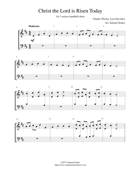 Christ the Lord is Risen Today (Jesus Christ is Risen Today) - for 3-octave handbell choir (arr. Samuel Stokes)