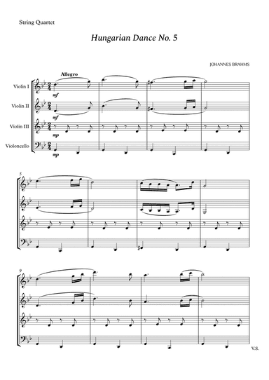 Hungarian Dance No. 5 for String Quartet (arr. Cássio Silva Chaves)