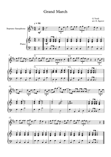 Grand March (Aida), Giuseppe Verdi, For Soprano Saxophone & Piano (arr. Eugene Egorov)