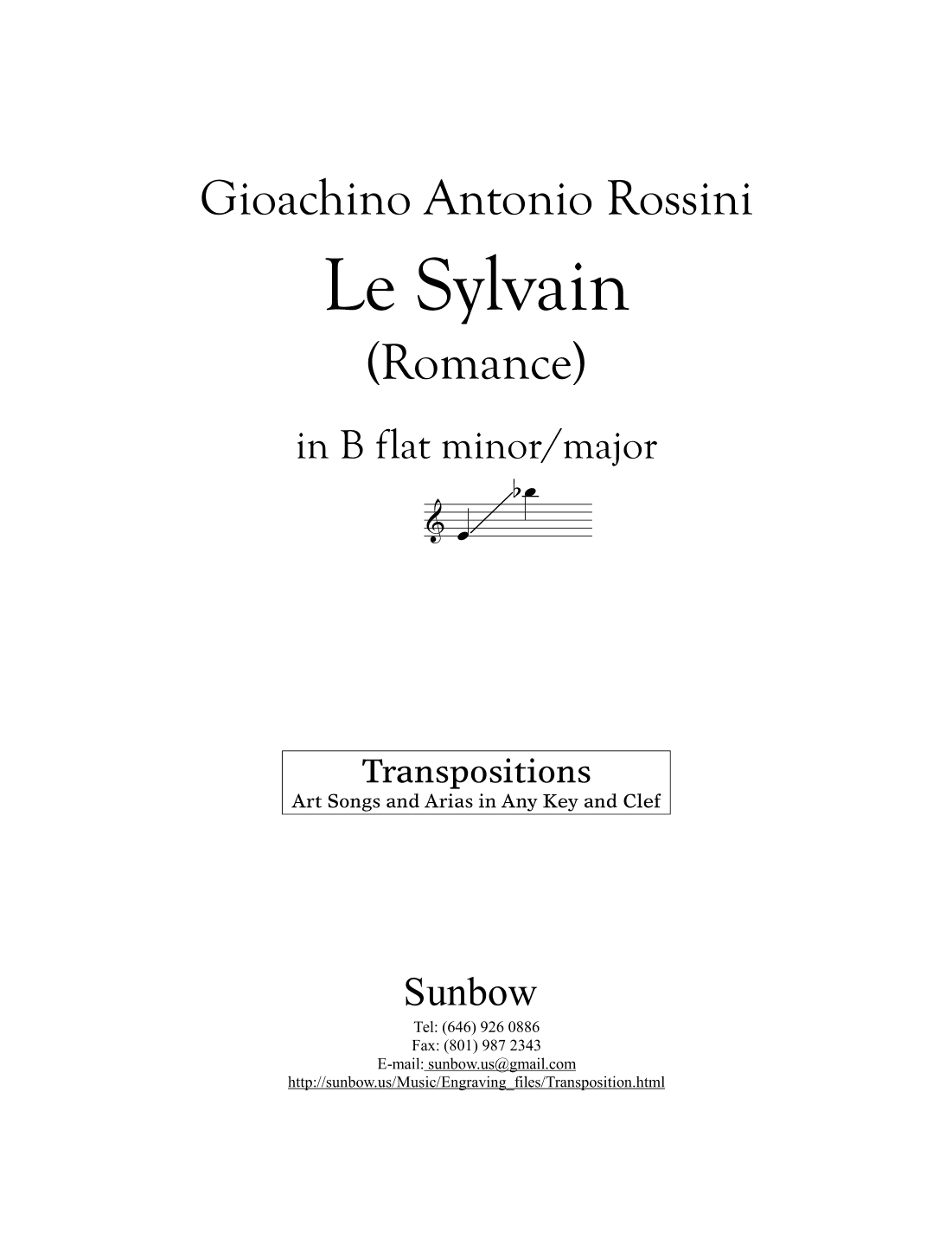 Rossini: Le Sylvain (Romance) --transposed to B flat (arr. Sunbow)
