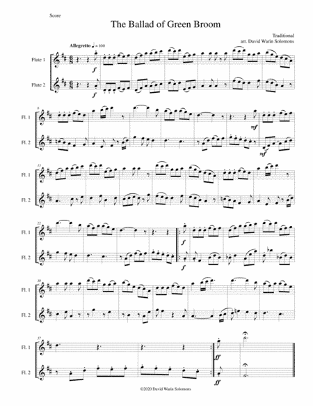 The Ballad of Green Broom for 2 flutes (arr. David Warin Solomons)