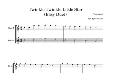 Twinkle Twinkle Little Star (Easy Flute Duet) (arr. Tyler Adams)
