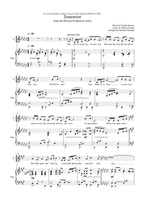 Tomorrow (arr. Brendan Murtagh)