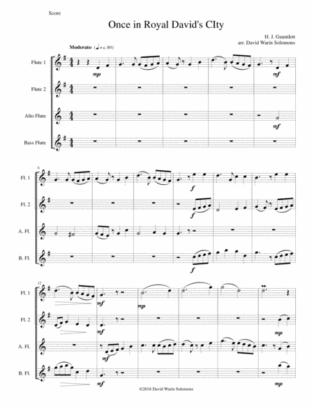 Once in royal David's city for flute quartet (arr. David Warin Solomons)