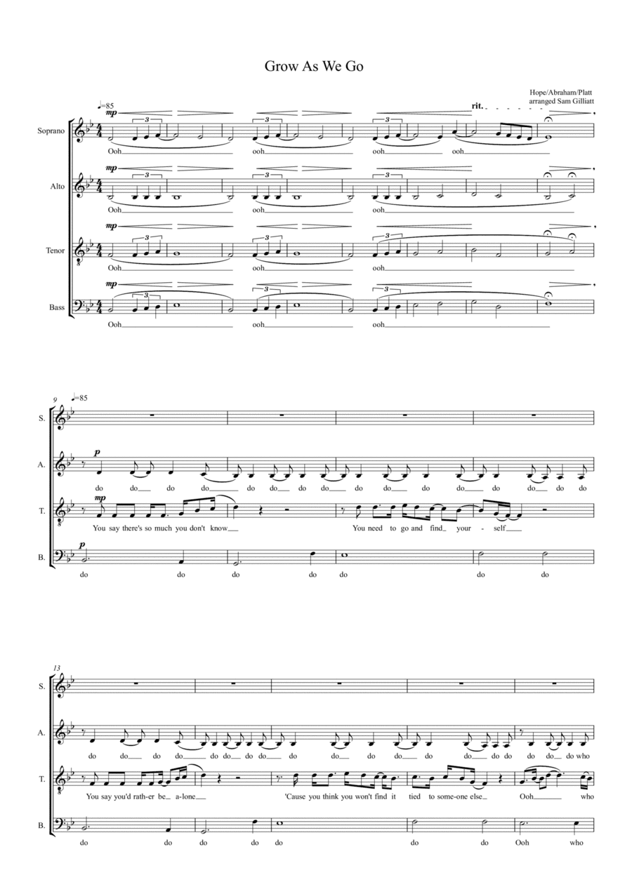 Grow As We Go (arr. Sam Gilliatt)