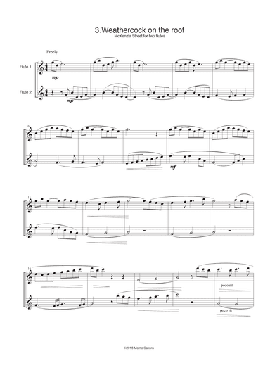 3. Weathercock on the roof  Mckenzie street for 2 Flutes/ Flute duet