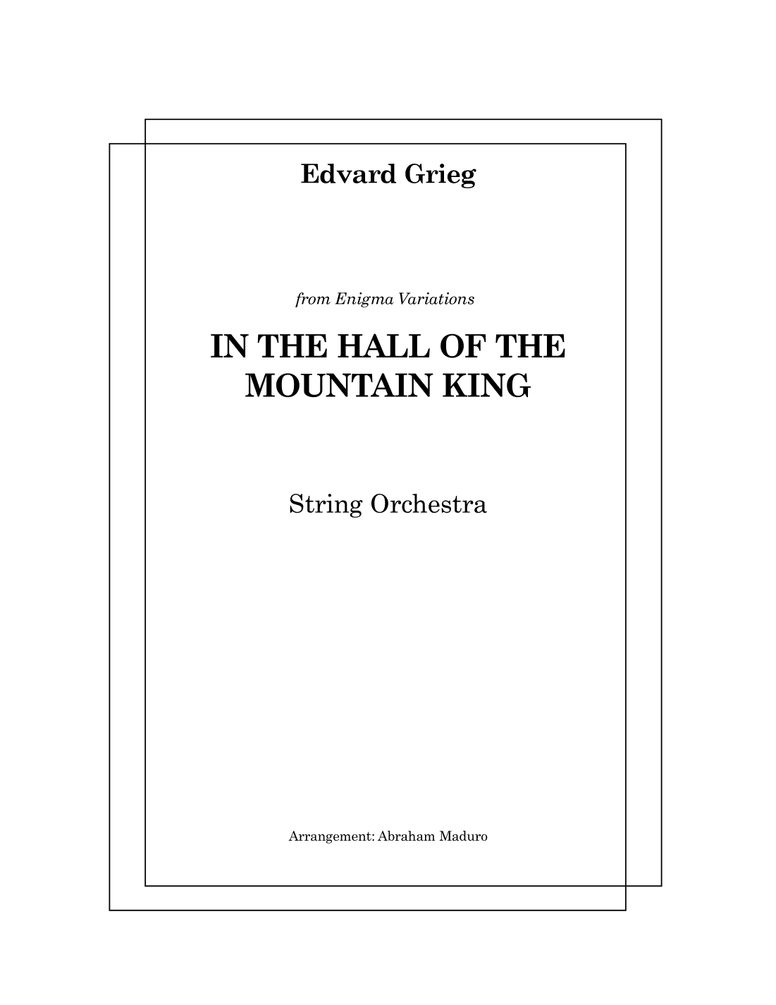 In The Hall Of The Mountain King String Quintet-Score and Parts (arr. Abraham Maduro)