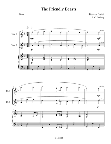 The Friendly Beasts (Flute Duet with Piano Accompaniment) (arr. B. C. Dockery)