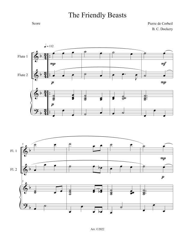 The Friendly Beasts (Flute Duet with Piano Accompaniment) (arr. B. C. Dockery)
