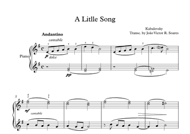 A Litlle Song - Kabalevsky for Piano (arr. João Victor)