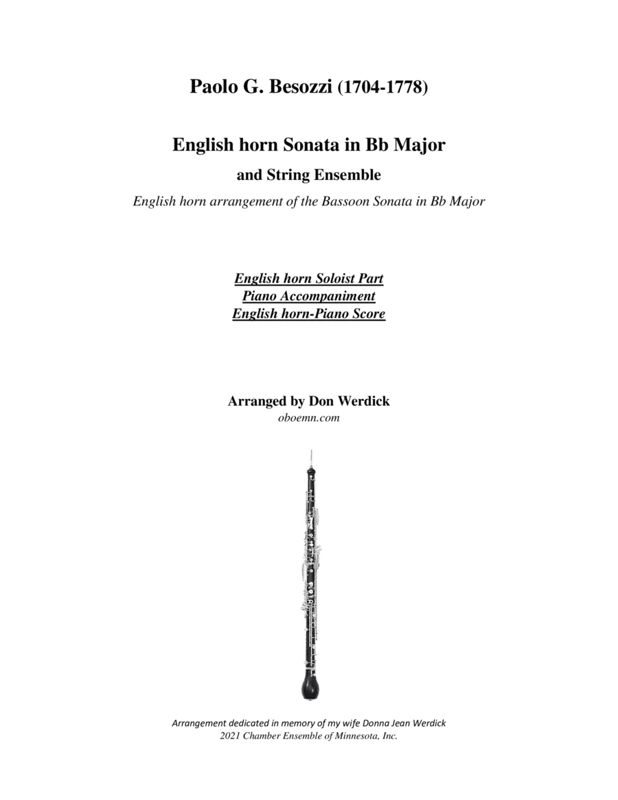 English horn Sonata in Bb Major (arr. Don Werdick (1946 - ))