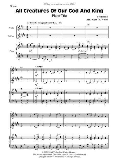 All Creatures Of Our God And King (arr. Gert Th. Walter)
