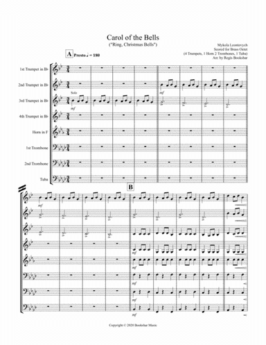 Carol of the Bells (F min) (Brass Octet - 4 Trp, 1 Hrn, 2 Trb, 1 Tuba) (arr. Regis Bookshar)
