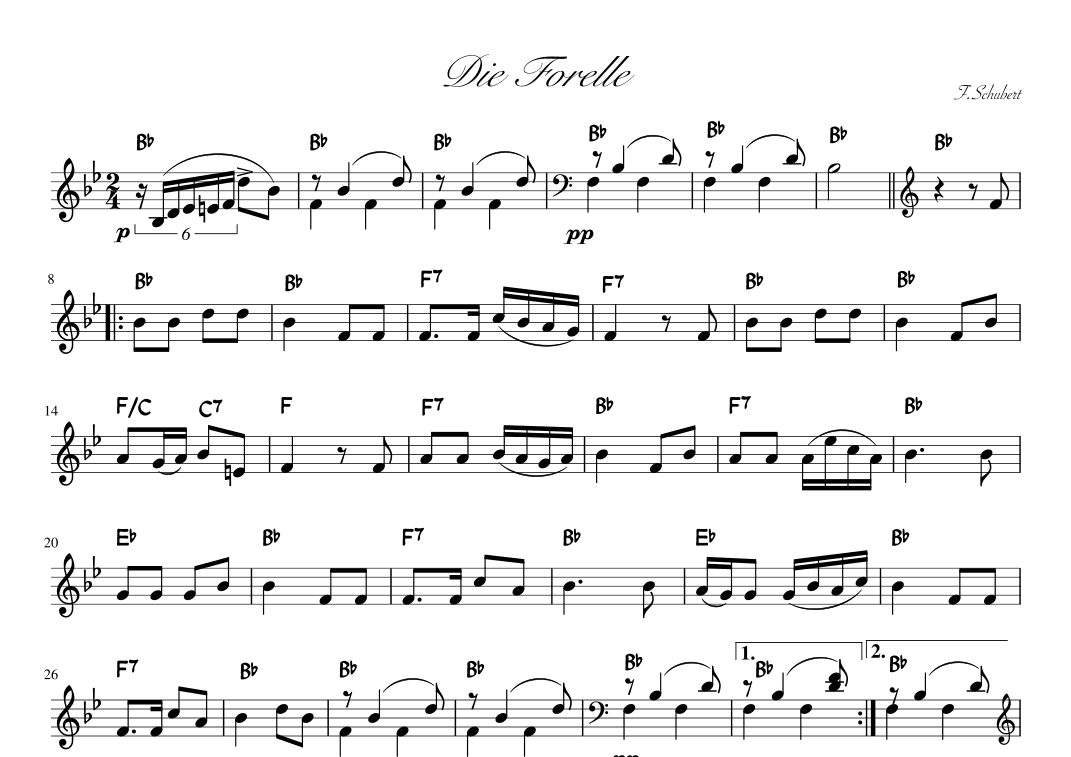 "Die Forelle" Bdur (arr. pfkaori)