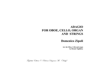 ADAGIO - D. Zipoli - Arr. for Oboe, Cello and organ. With parts. (arr. Renato Tagliabue)
