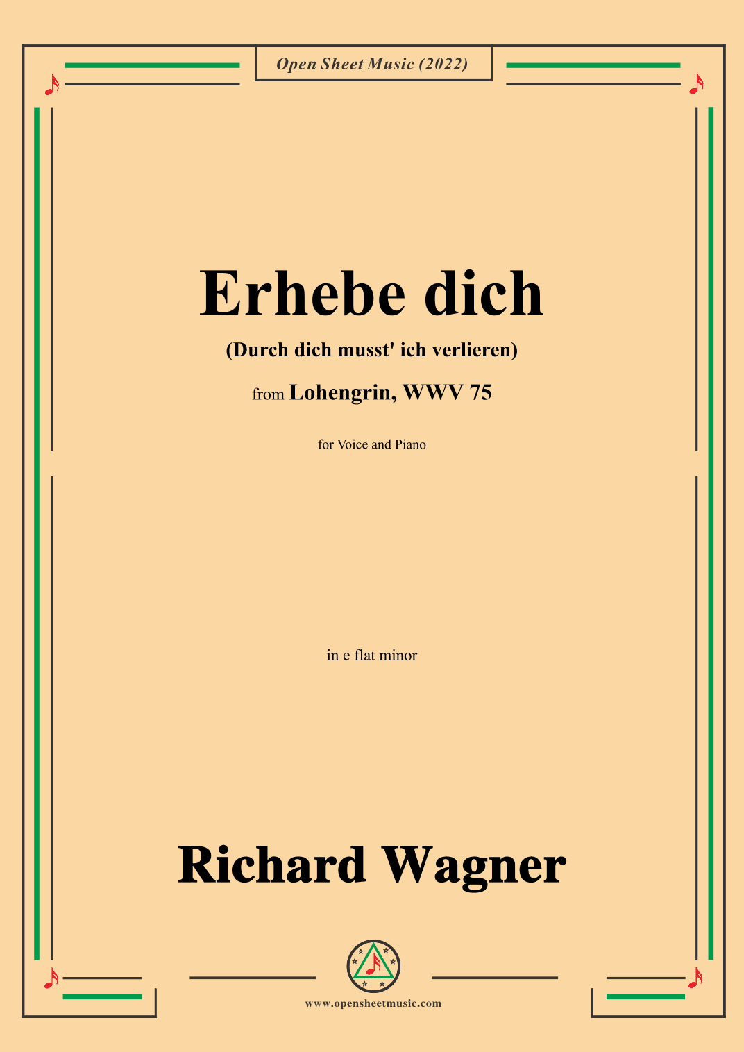 R. Wagner-Erhebe dich(Durch dich musst ich verlieren),in e flat minor,from Lohengrin,WWV 75 (arr. OSM Press)