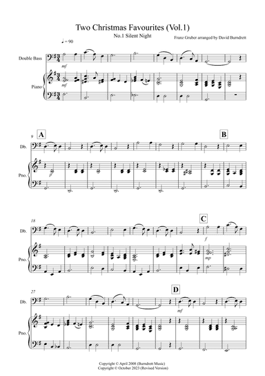 2 Christmas Favourites for Double Bass and Piano (volume one) (arr. David Burndrett)