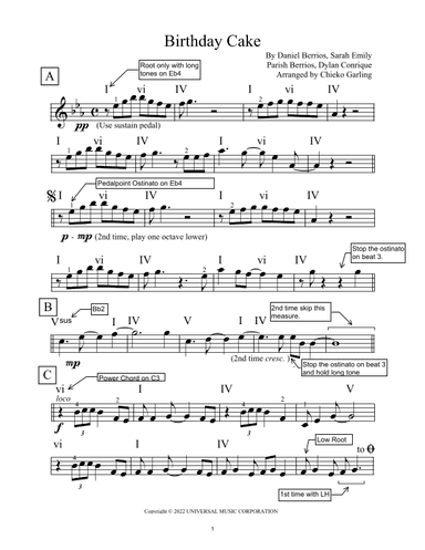 Birthday Cake (arr. Chieko Garling)
