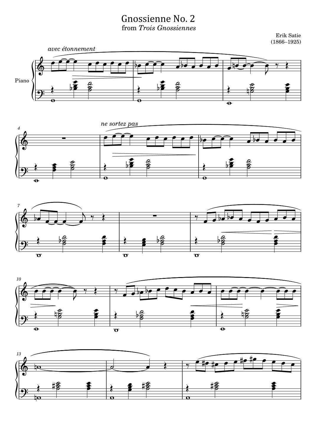 Erik Satie - Gnossiennes No.2 - from Trois Gnossiennes - For Piano Solo Original (arr. poon)