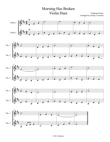 Morning Has Broken for Two Violins (arr. Jeremy Corcoran)