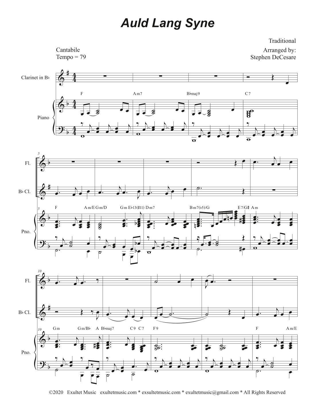 Auld Lang Syne (Duet for Flute and Bb-Clarinet) (arr. Stephen DeCesare)