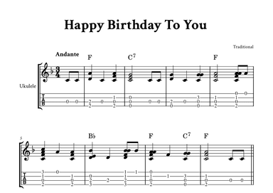 Happy Birthday To You - Fingerstyle Ukulele (arr. Yuri Noronha)