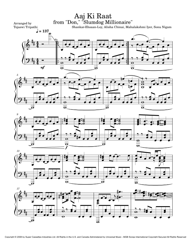 Aaj Ki Raat (arr. Tejaswi Tripathi)