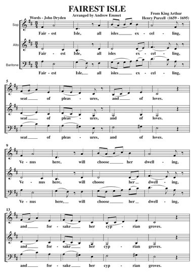 Fairest Isle A Cappella SAB (arr. Andrew Emmet)