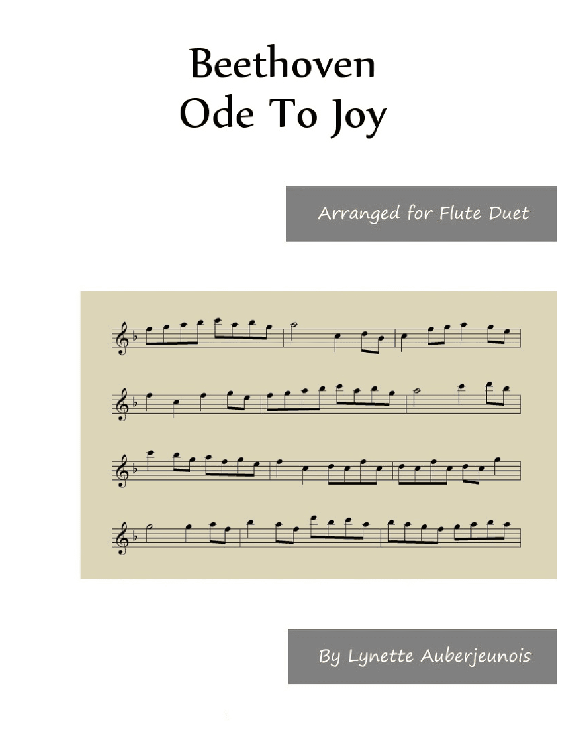Ode To Joy - Flute Duet (arr. Lynette Auberjeunois)