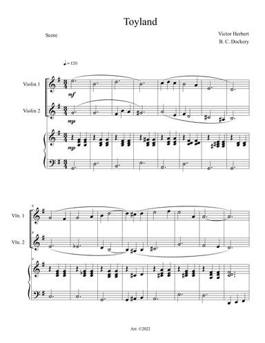 Toyland (Violin Duet with Piano Accompaniment) (arr. B. C. Dockery)