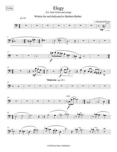 "Elegy" for Solo Violin and string orchestra/Cello Part