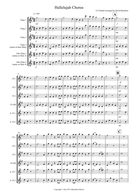 Hallelujah Chorus for Flute Quartet (arr. David Burndrett)
